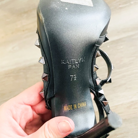Kaitlyn Pan Black Rockstud Strappy Heels 7.5 - Picture 6 of 6